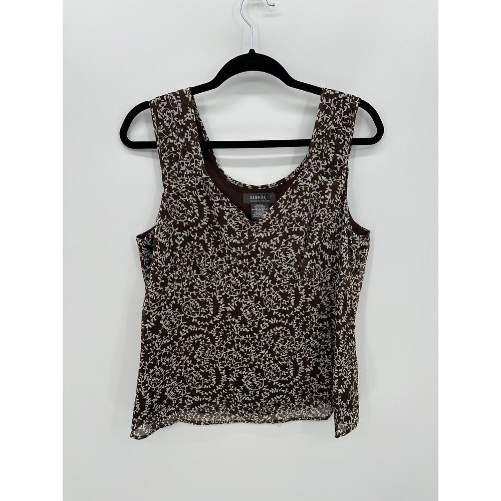 George Womens Y2K Babydoll Brown Floral Tank Size L Fairy Witch Dainty Dark Boho